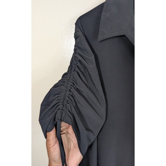 Chico's Zenergy Polo Popover Top Black Ruched Sleeve UPF 50+ Casual US 16/18 - Picture 5 of 9